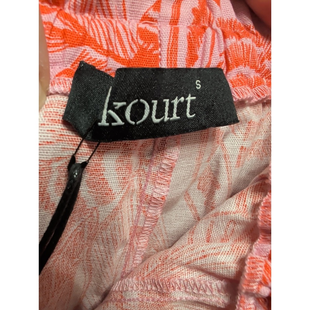Kourt, Pink Red Floral Paperbag Waist Wide Leg Pants Size Small - Picture 5 of 7